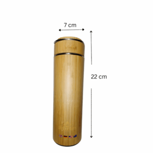 Water bottle Bamboo Shell Thermos – Portable Wooden-Style Steel Flask with Filter